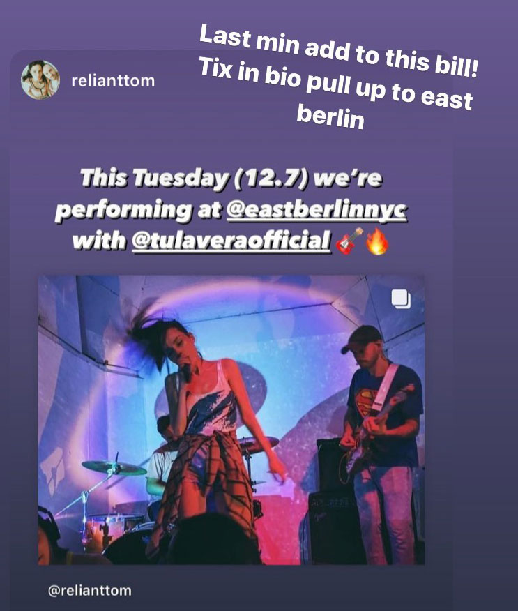 Reliant Tom with Tula Vera at East Berlin in NYC 12/7/2021