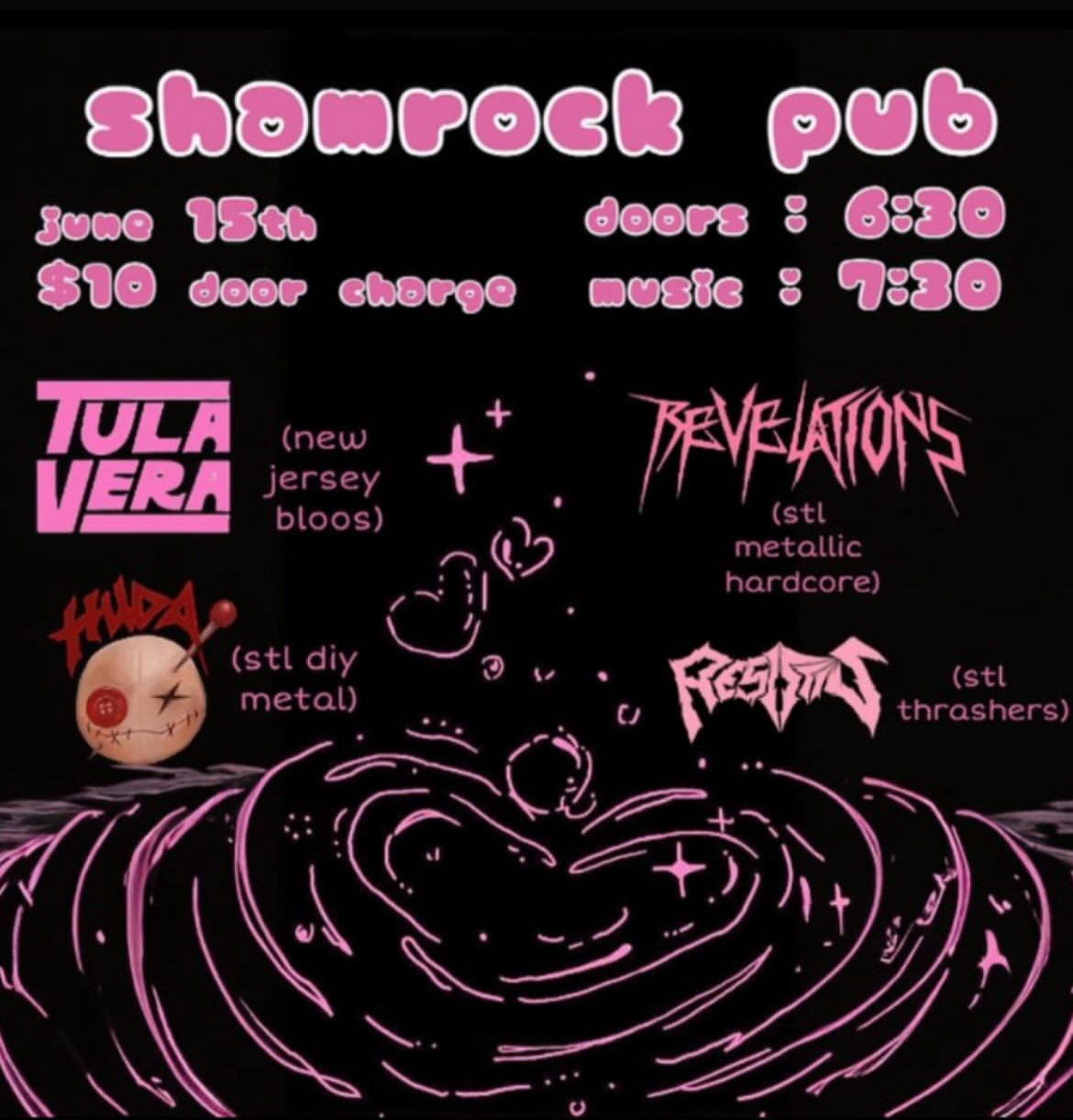 Tula Vera/ Revelations/ Hudai/ Resistis at Shamrock Pub in St. Louis MO on 6/15/2024