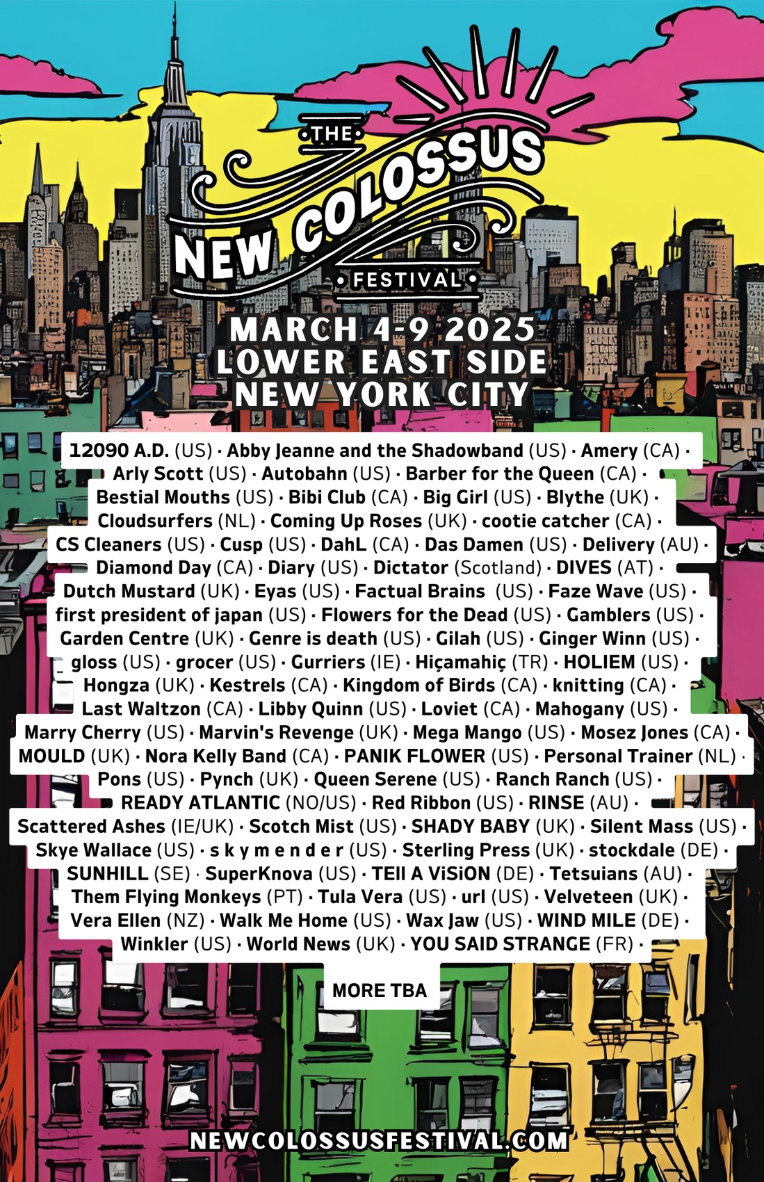 New Colossus Fest 2025 in new York, NY on 3/4-9/2025